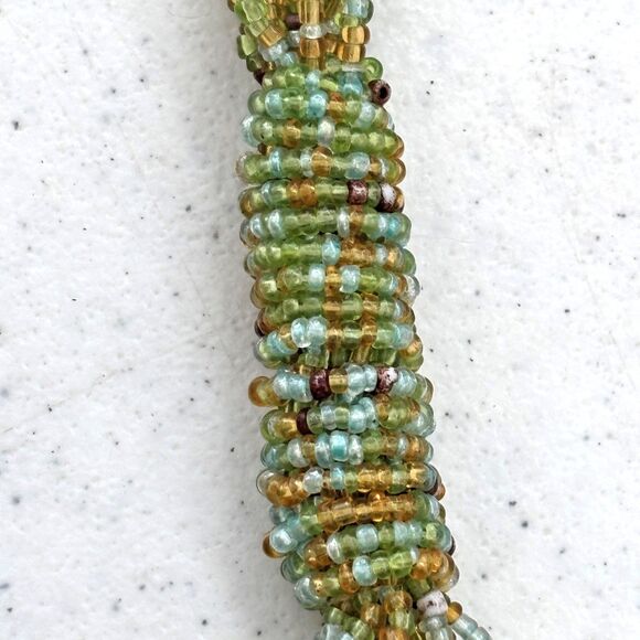 Vintage Womens Glass Seed Bead Belt Lariat Necklace Boho Earthy Granola Cottage main image 4